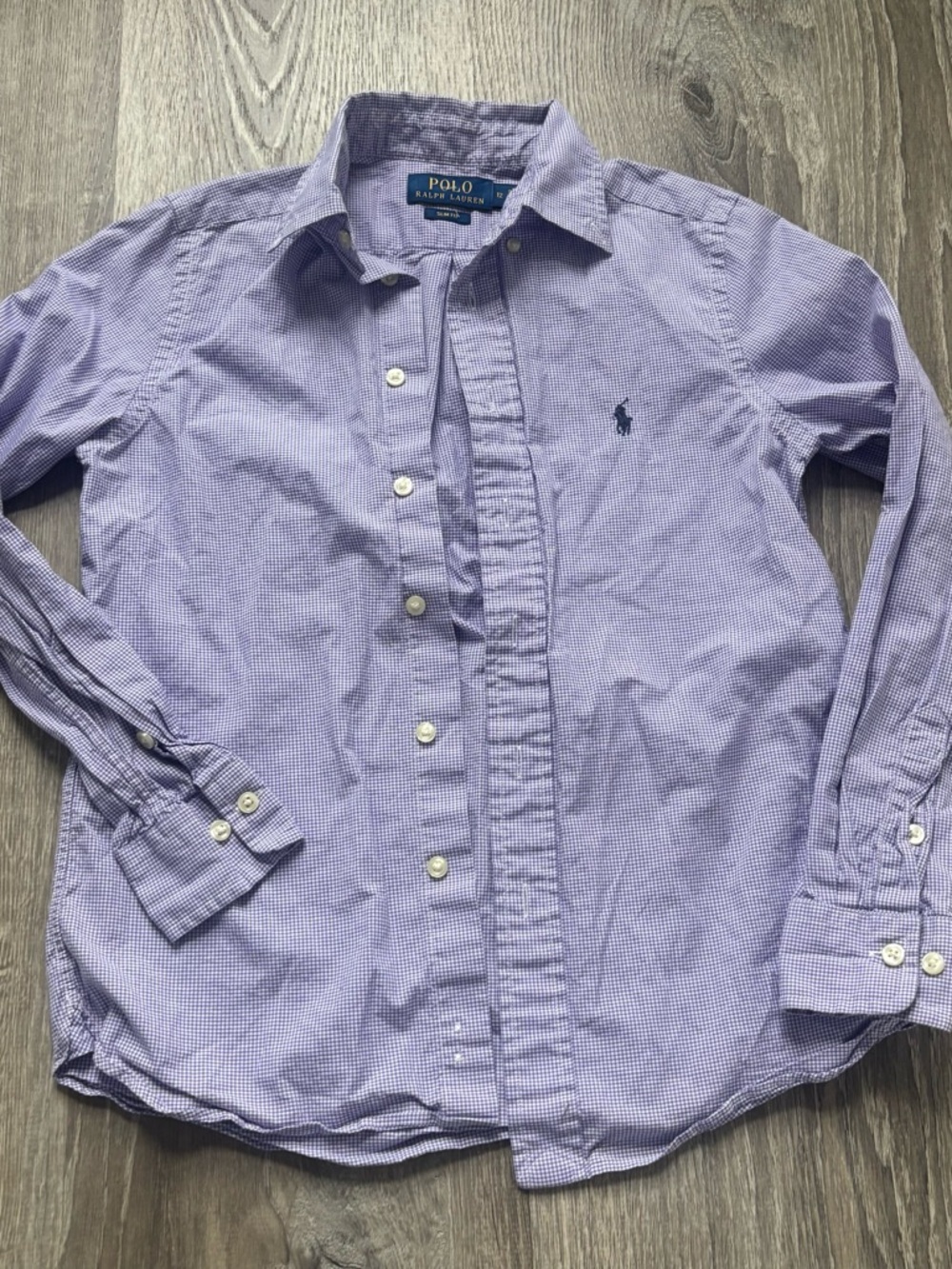 Polo Ralph Lauren Boys Mini-Gingham Button-Down Shirt Size 12